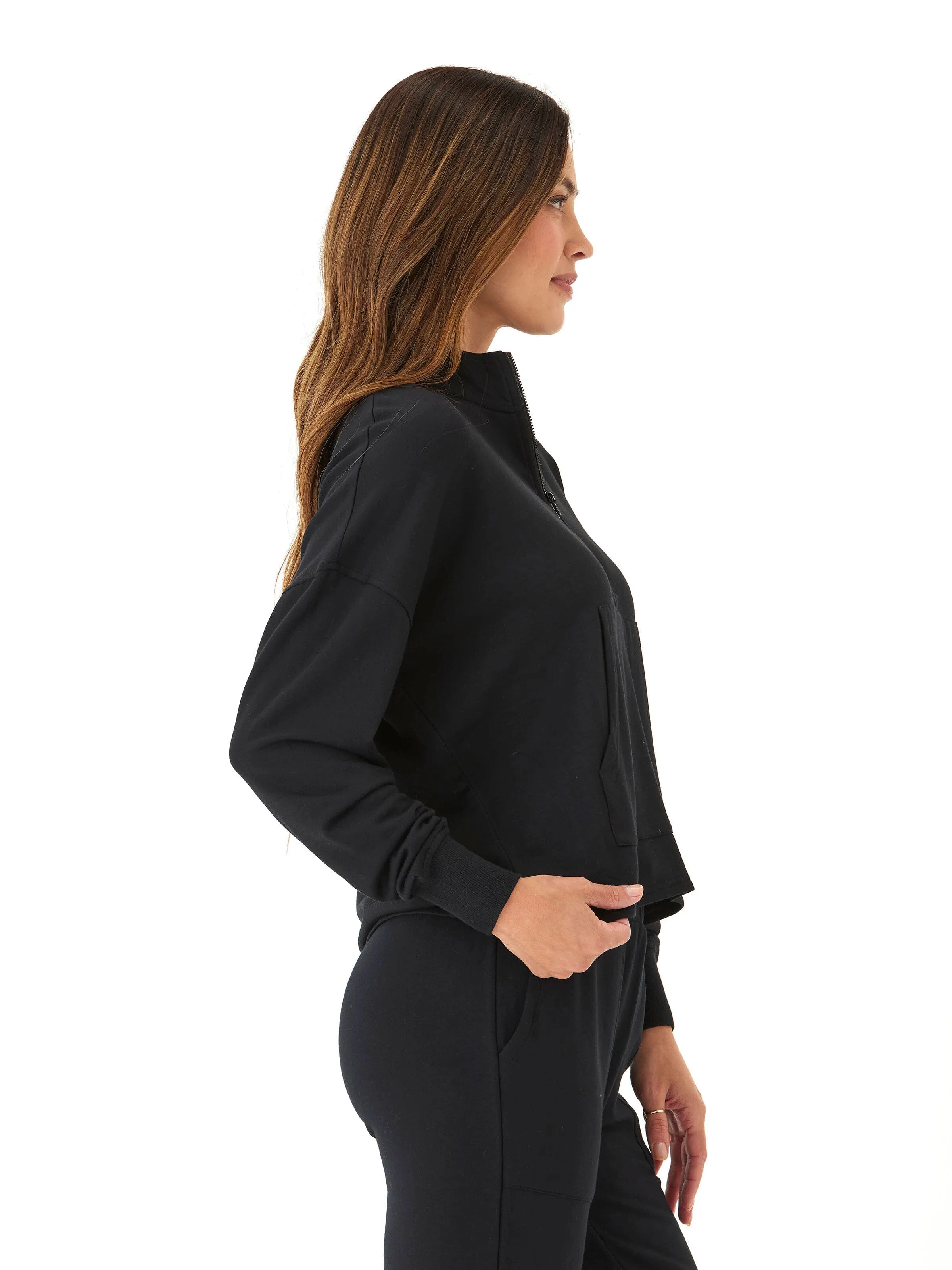 Heat Trapping Layer Scratch Resistant Zippers Florynce Feather Fleece Mock Neck Pullover