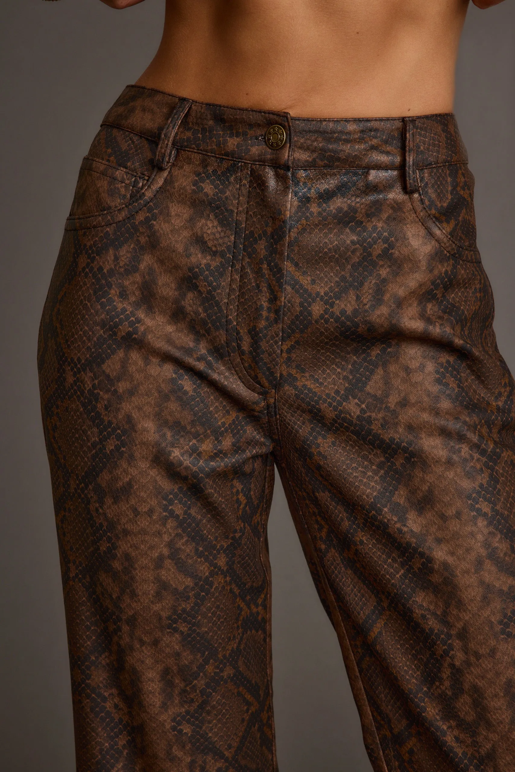 Viper Room Snake Print Vegan Leather Pants Simple and Cozy WrinkleFreeFabric