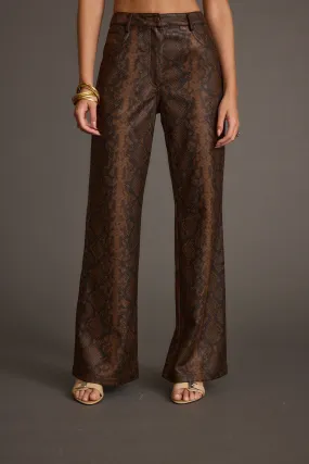Viper Room Snake Print Vegan Leather Pants Comfort Layer