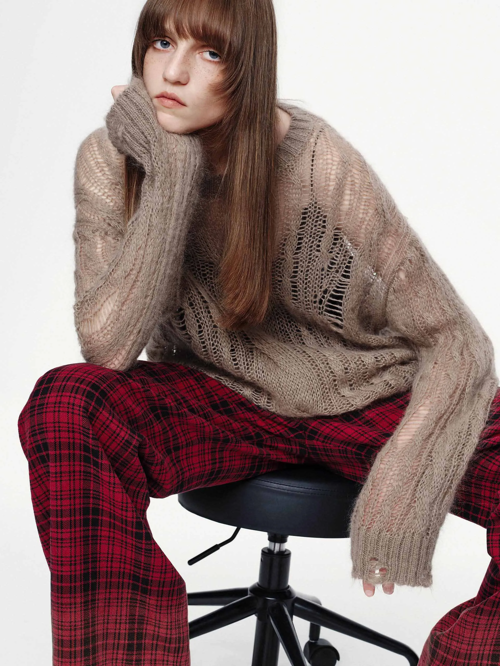 Crochet Raw Hem Sweater Cozy Feel
