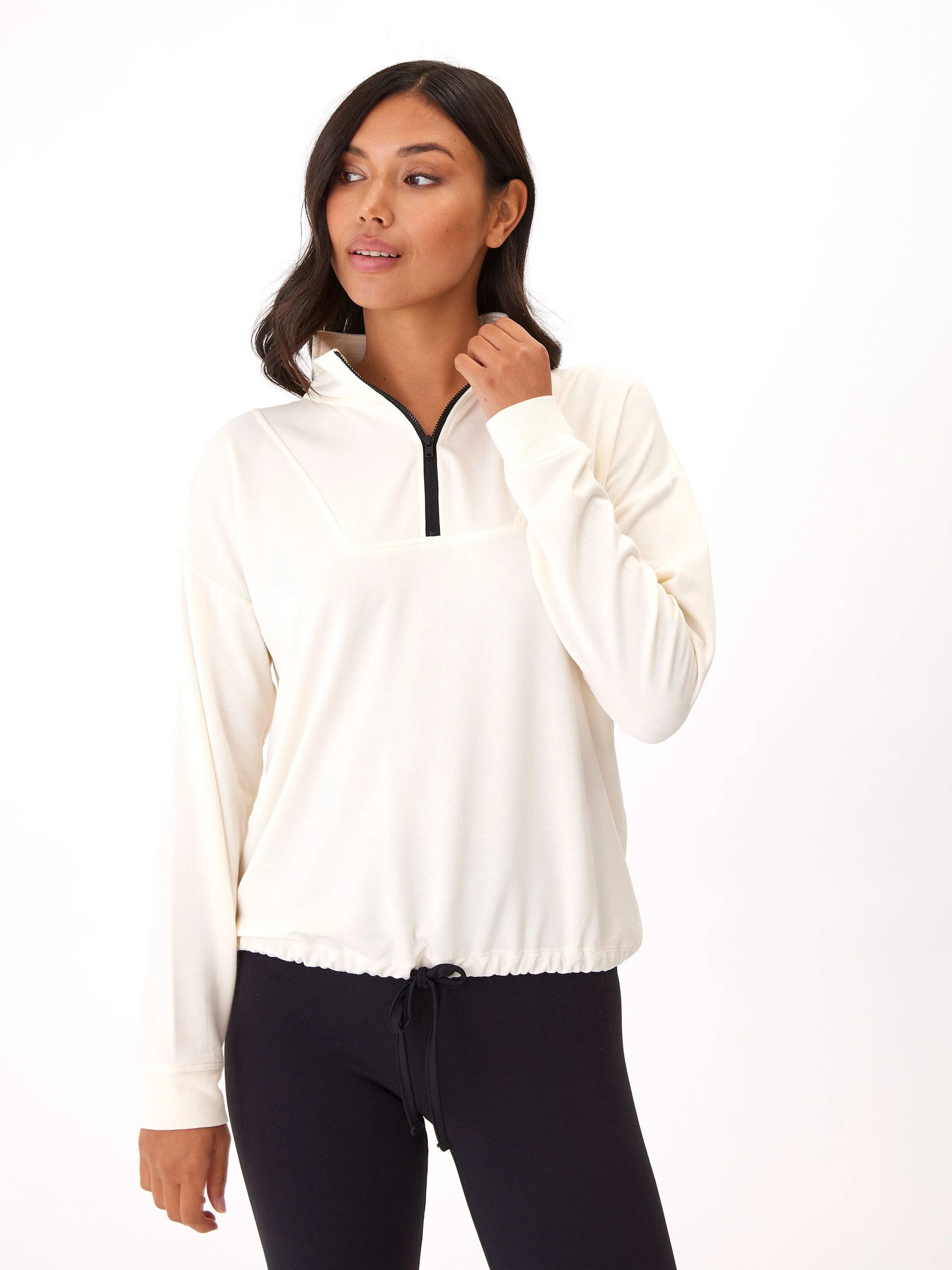 Nyla Feather Fleece Half Zip Pullover Ergonomic Drape