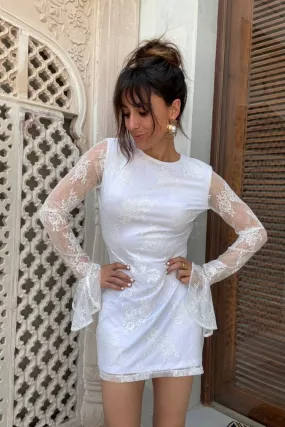 Primrose Long Sleeve Lace Mini Dress Layered Style Slim Shape
