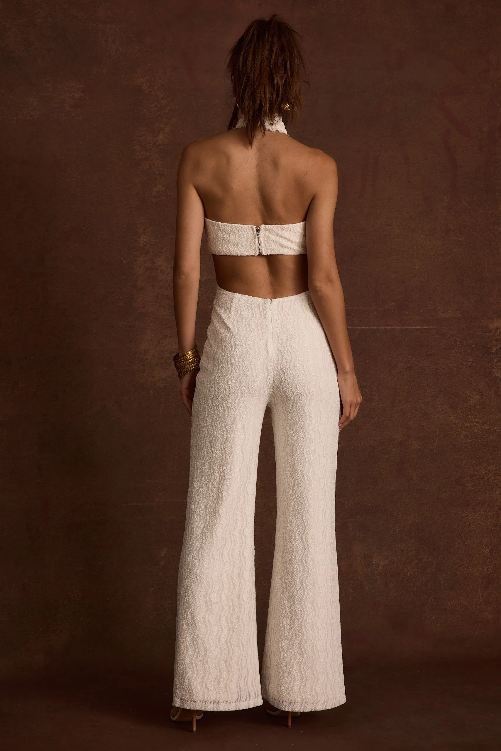 Chic Fit Wear Classic Tailoring Princesa White Lace Jumpsuit
