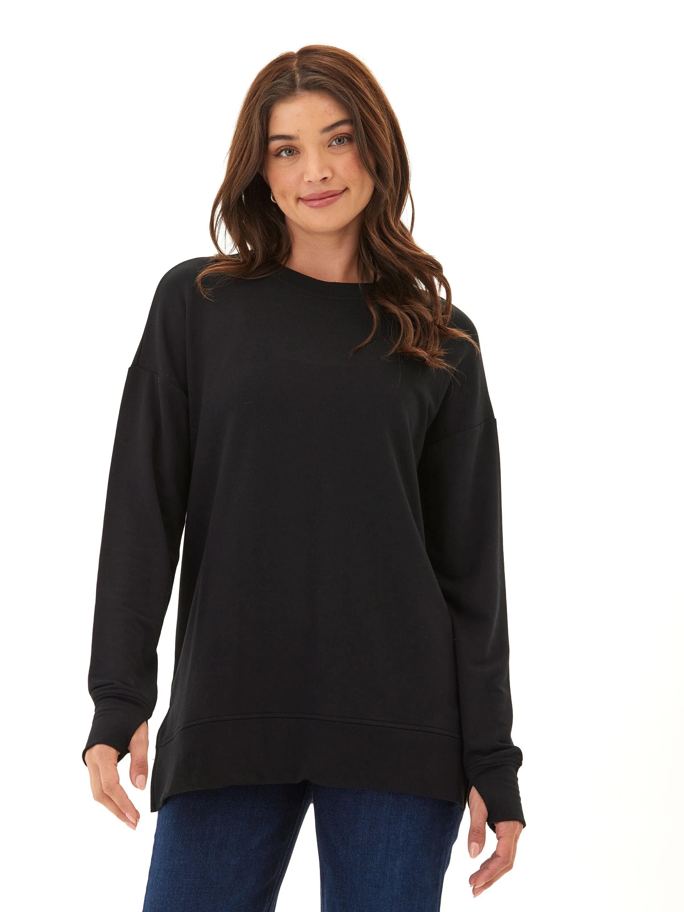 Mariah Modal Terry Tunic Top Two Way Zipper