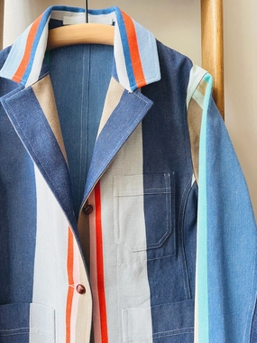 Cool Tone Multi Stripe Work Jacket / Blue