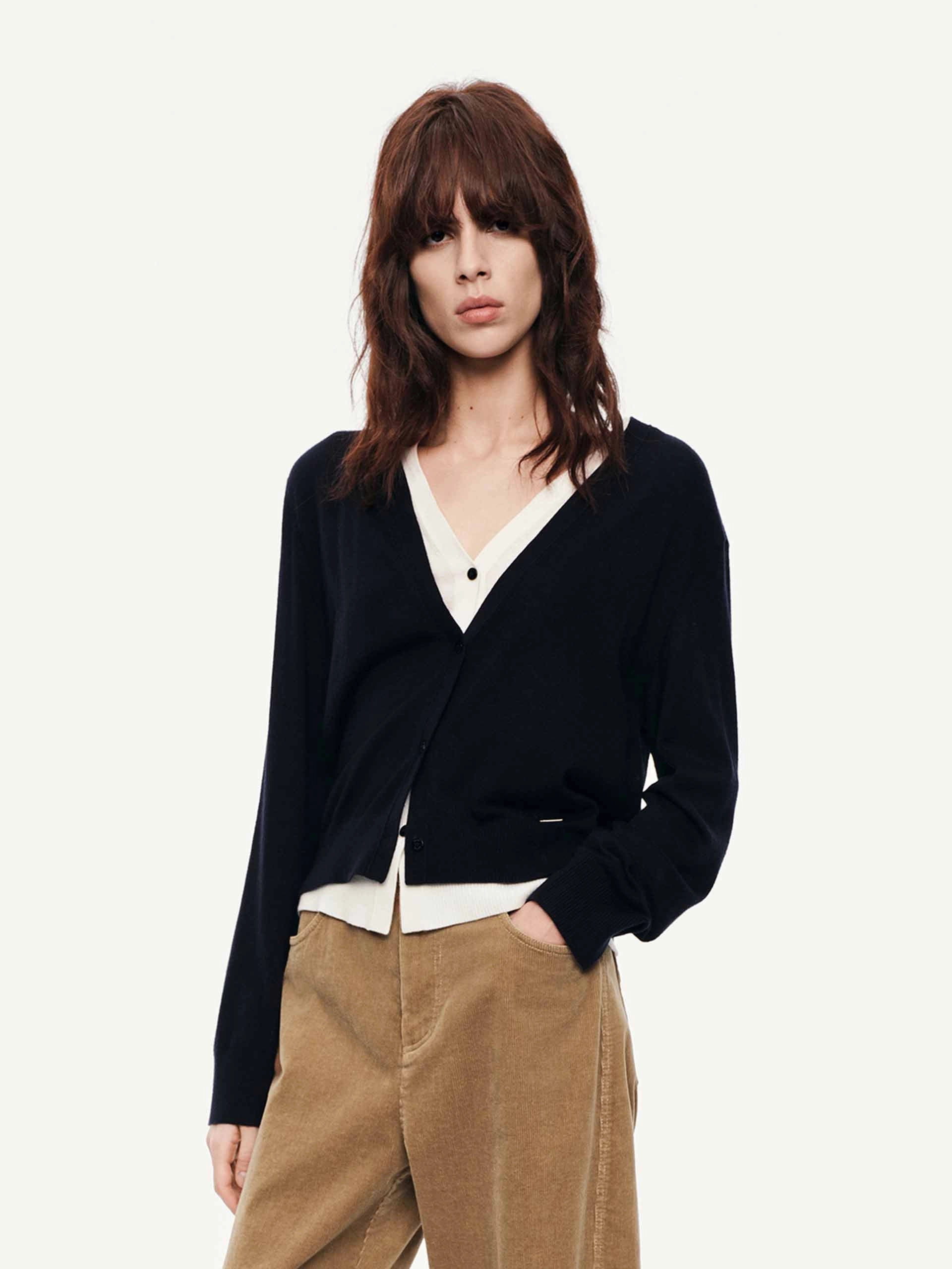 Pure Wool Layered Cardigan Airflow Channel Weave