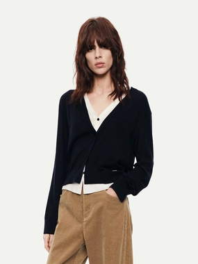 Organic Cotton Yarn Biodegradable Fiber Pure Wool Layered Cardigan