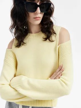 Cut Shoulder Wool Sweater Cozy Texture