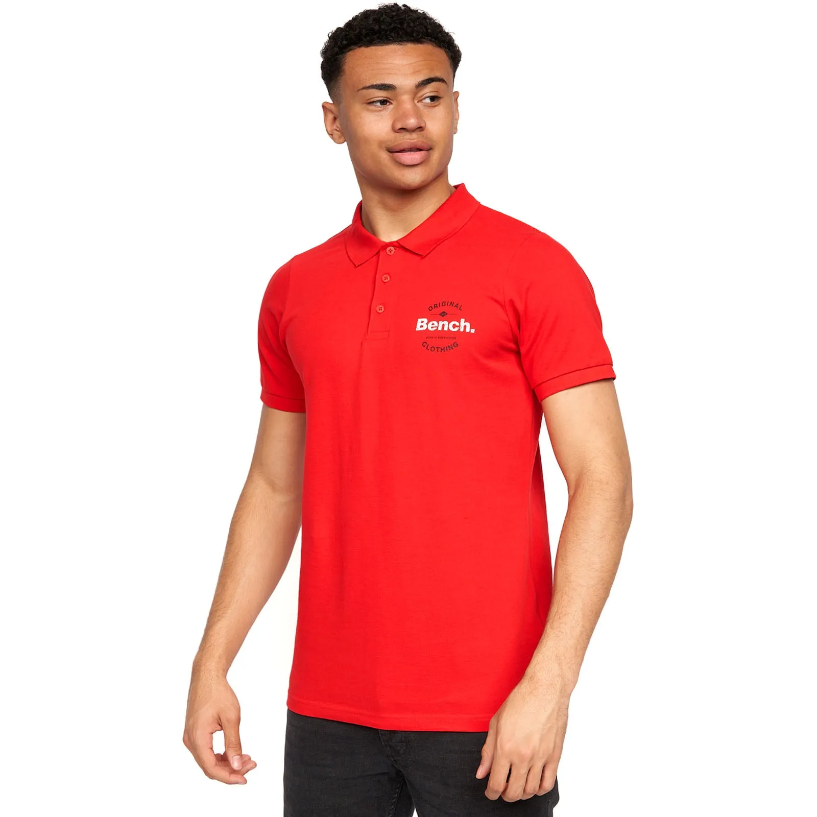LowMaintenance Fabric Bench Mens Cometer Short Sleeve Slim Fit Polo Shirt