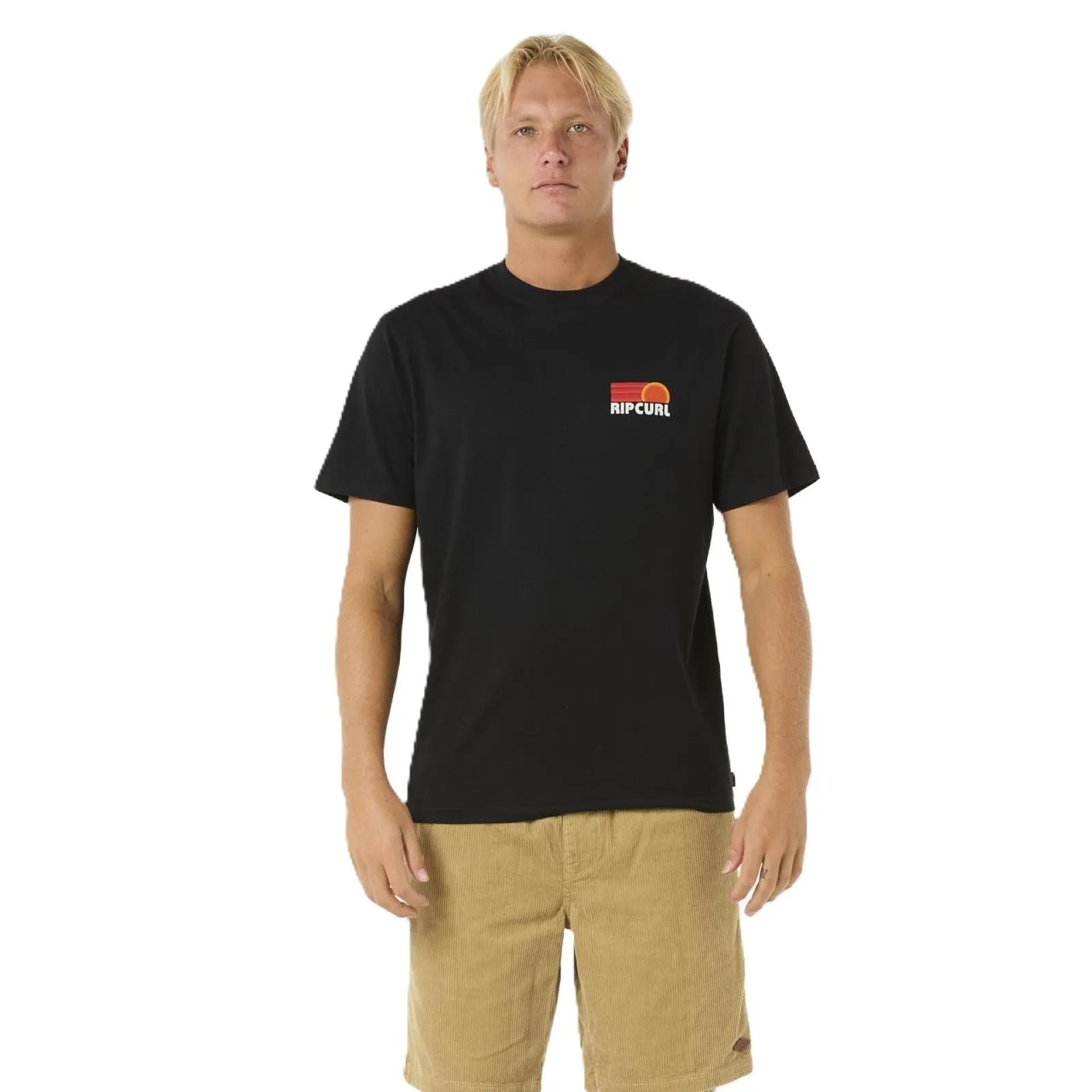 Rip Curl Mens Surf Revival Stacked Short Sleeve T-Shirt MultiFunctional Pocket Placement
