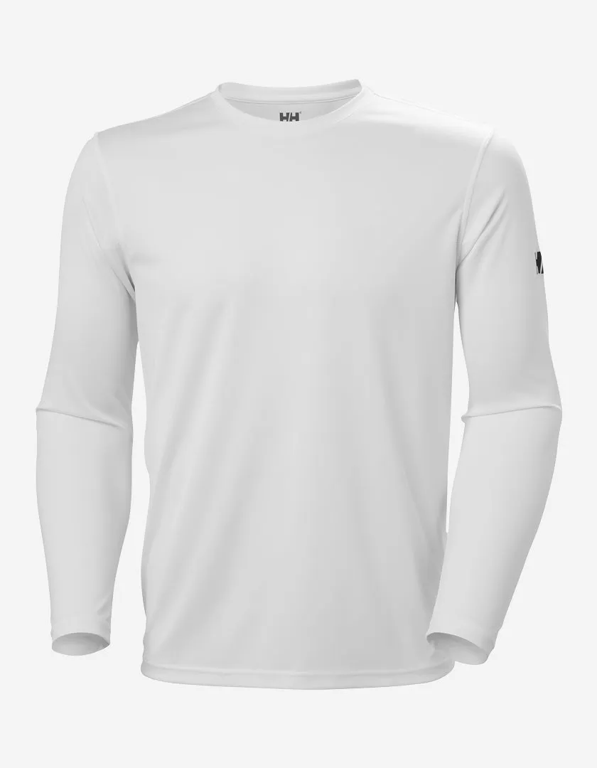 HH TECH CREW LS 2.0, White Trendy Cardigan Contrast Topstitching Detail