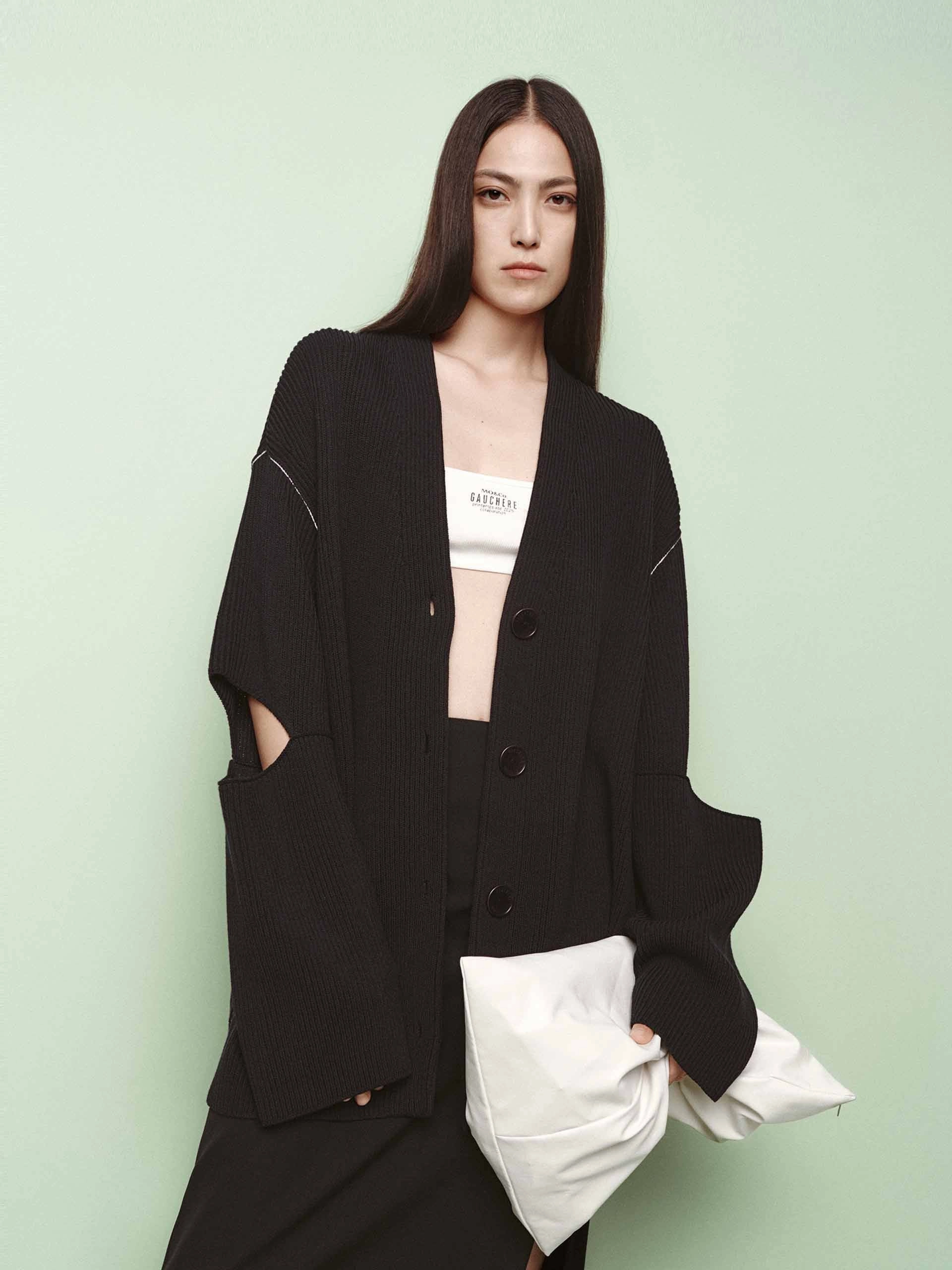 Loose Cutout Sleeve Cardigan No Season