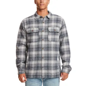 Quiksilver Mens Campus Sherpa Lined Checked Overshirt - Camus Relaxed Vibe High-End Look