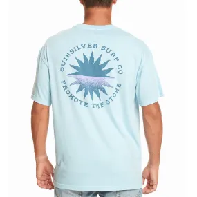 Quiksilver Mens Fading Sun Short Sleeve Cotton T-Shirt - Clear Sky TearResistantWeave Thermal Regulating Design
