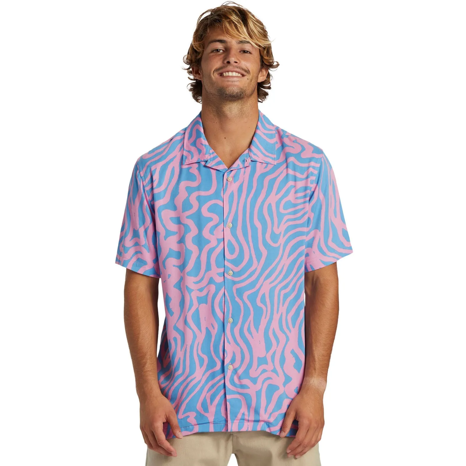 Quiksilver Mens Pool Part Short Sleeve Shirt Subtle pattern