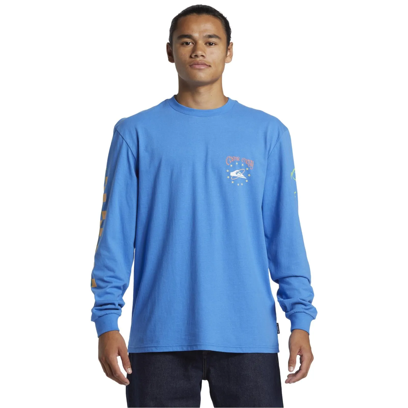 Sheer Overlay Material Anti Odor Treatment Quiksilver Mens QS Cosmic Graphic T-Shirt Top