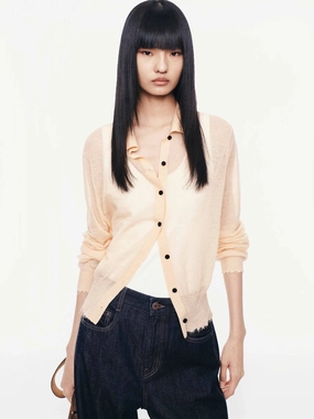HighDensity Knit Clean Lines Raw Hem Knitted Cardigan