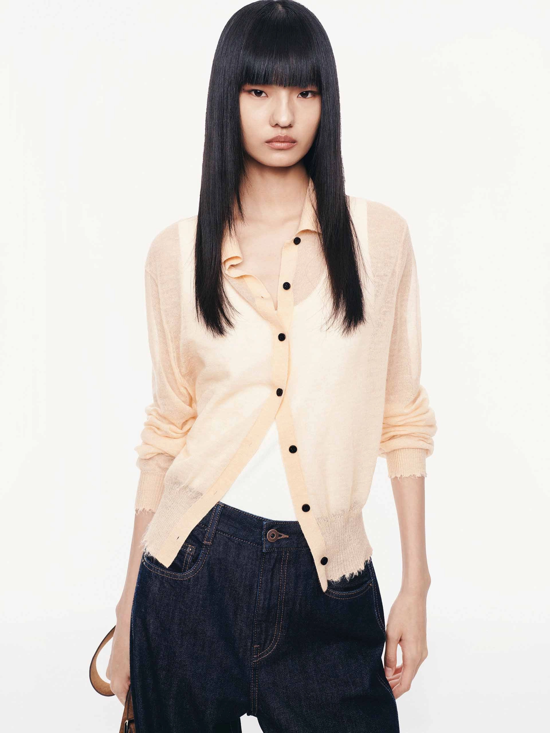 HighDensity Knit Clean Lines Raw Hem Knitted Cardigan