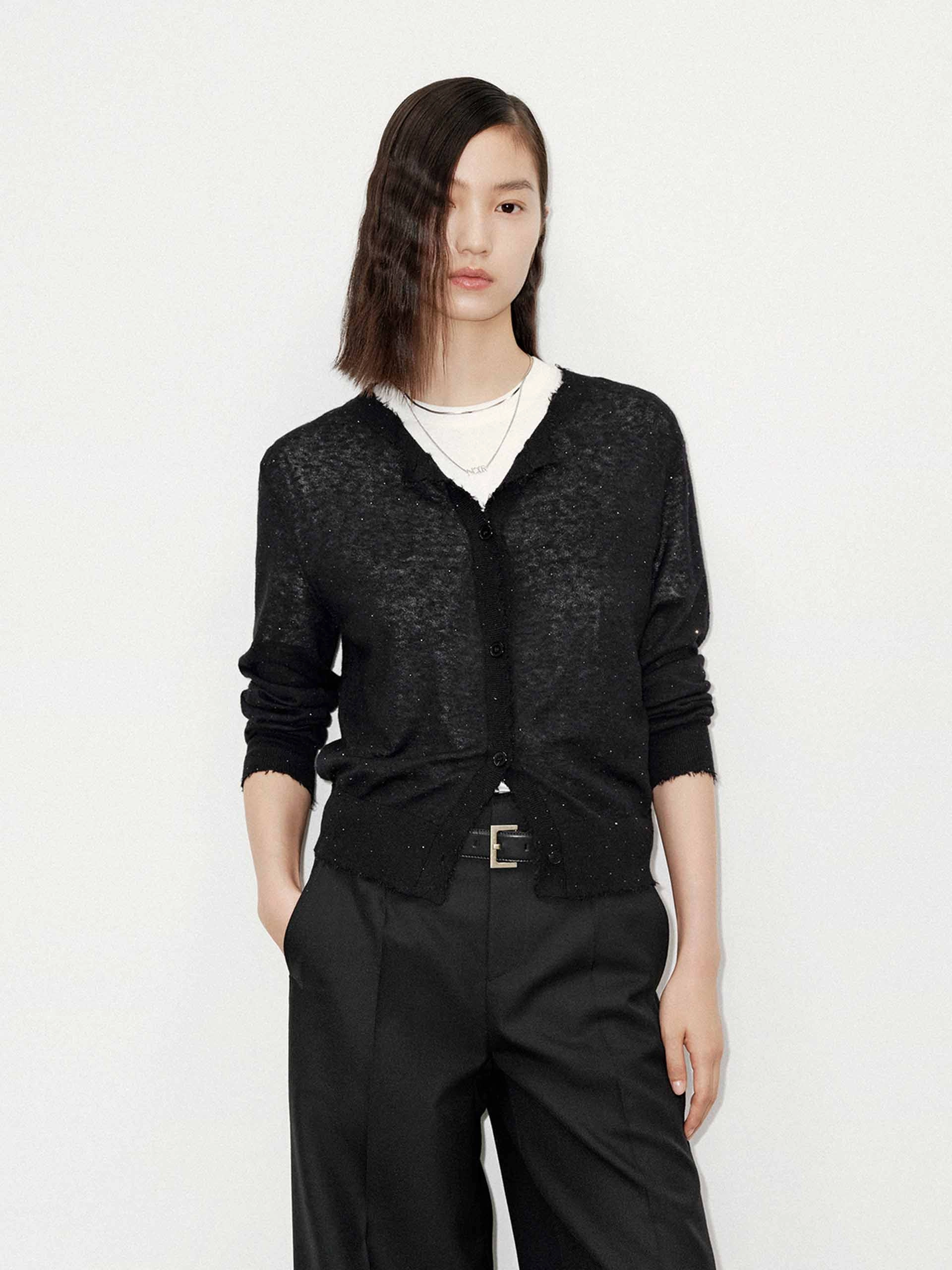 Raw Trim Knit Cardigan Fade Resistant Dye