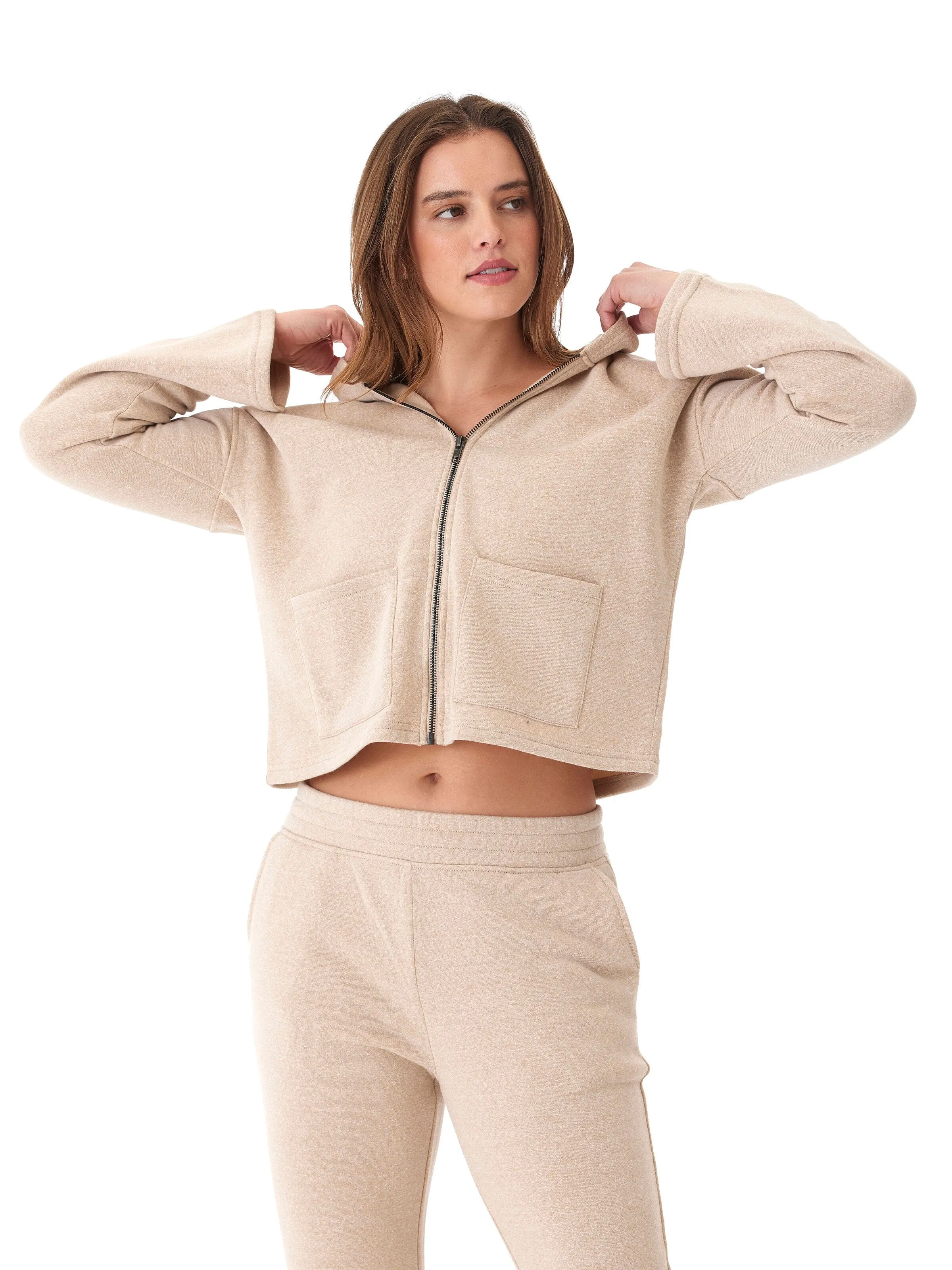 Quick Dry Coating Easy Care Material Raychelle Triblend Fleece Pocket Hoodie