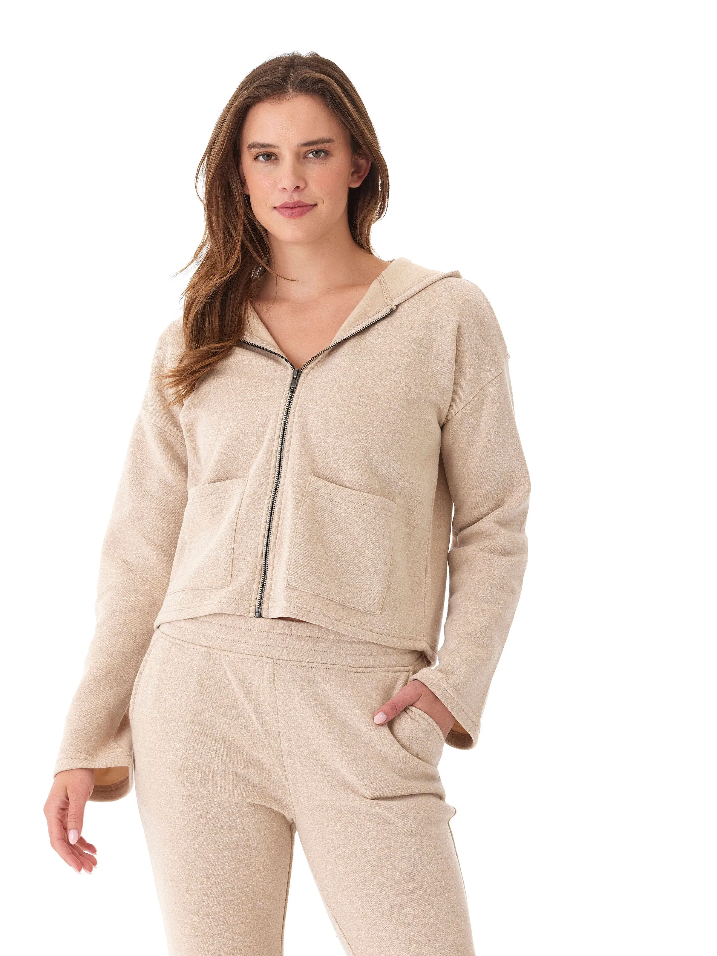 Raychelle Triblend Fleece Pocket Hoodie Impact Absorbing Back Panels