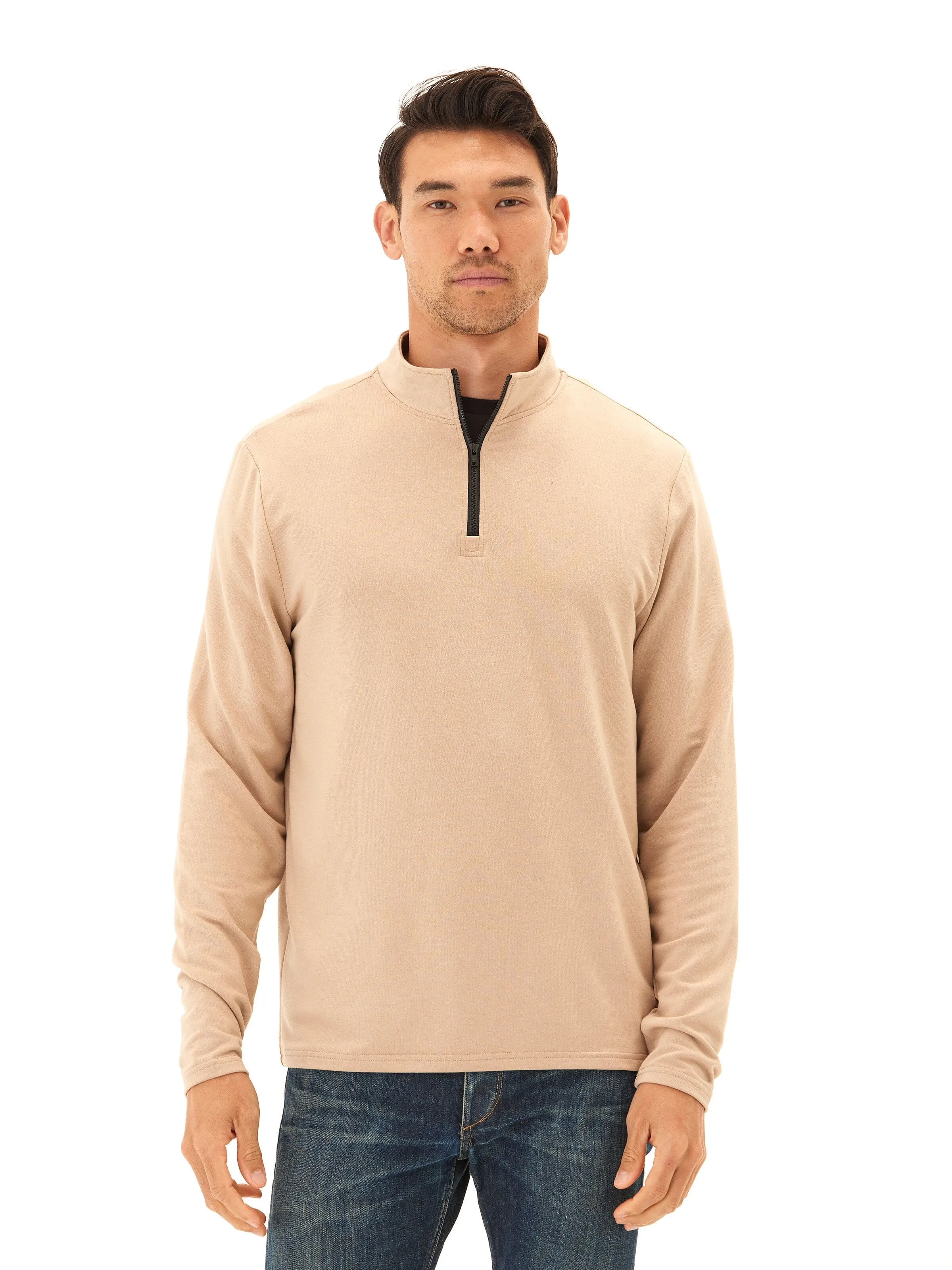 Kace Modal Terry Quarter Zip Neck Eco Friendly Coating