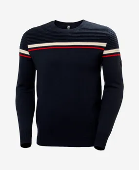 High Collar Option Recycled Material Blend CARV KNITTED SWEATER, Navy