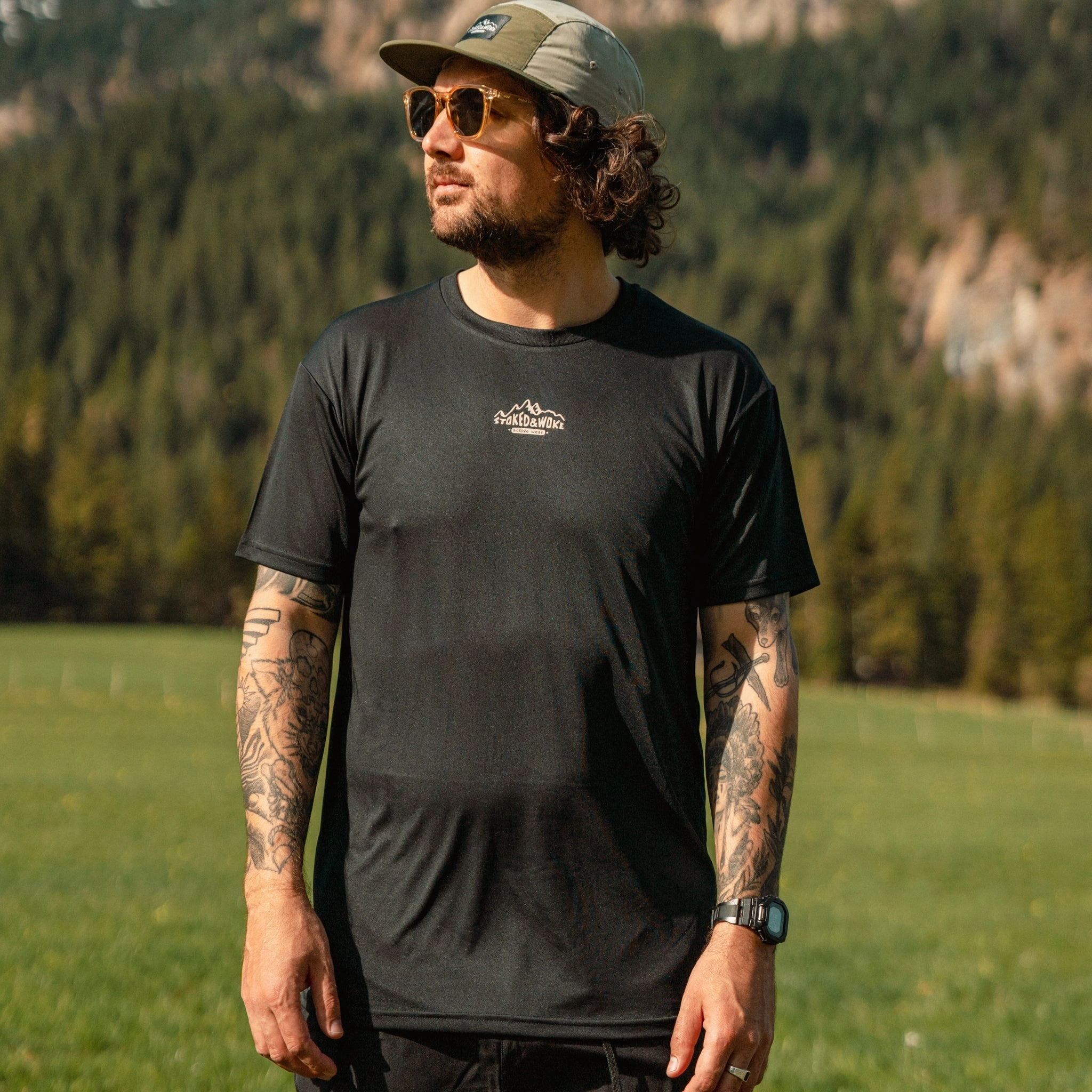 Recycled "Active" Tee in Black Chic Outfit
