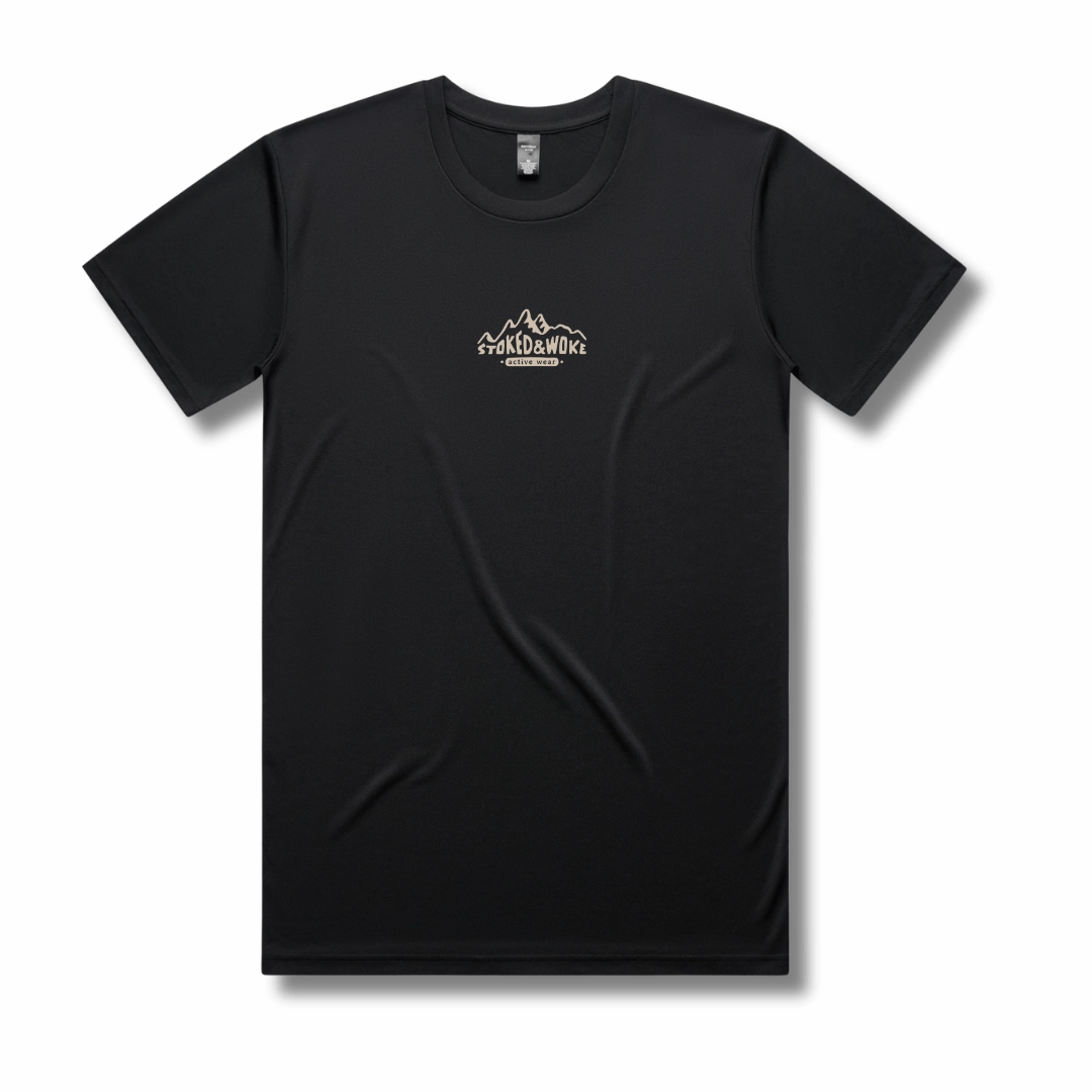 Vegan print design Recycled "Active" Tee in Black