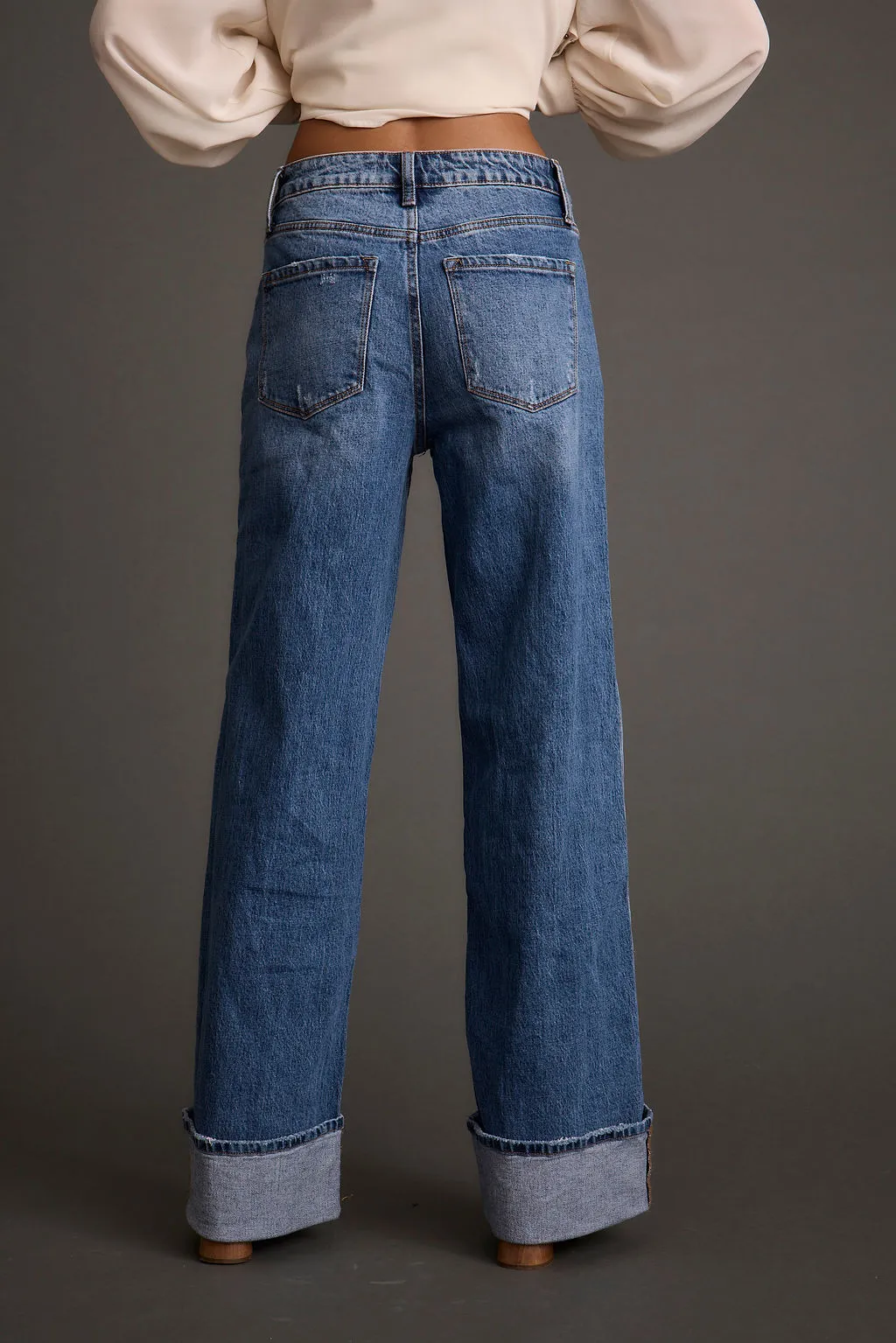NoBuckleDesign Ripstop Texture Presley Cuffed Straight Leg Denim
