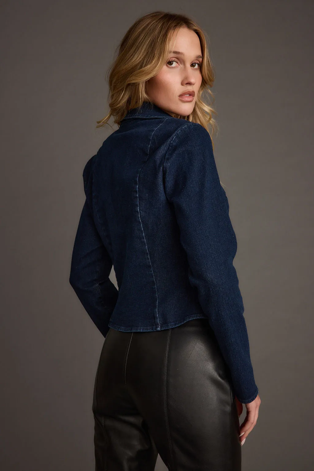 Luxury Taylor Open Tie Front Denim Top