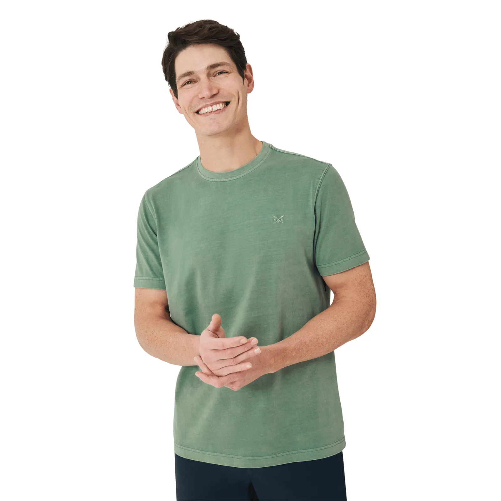 Tear Resistant CroppedLength Crew Clothing Mens Garment Dye T-Shirt