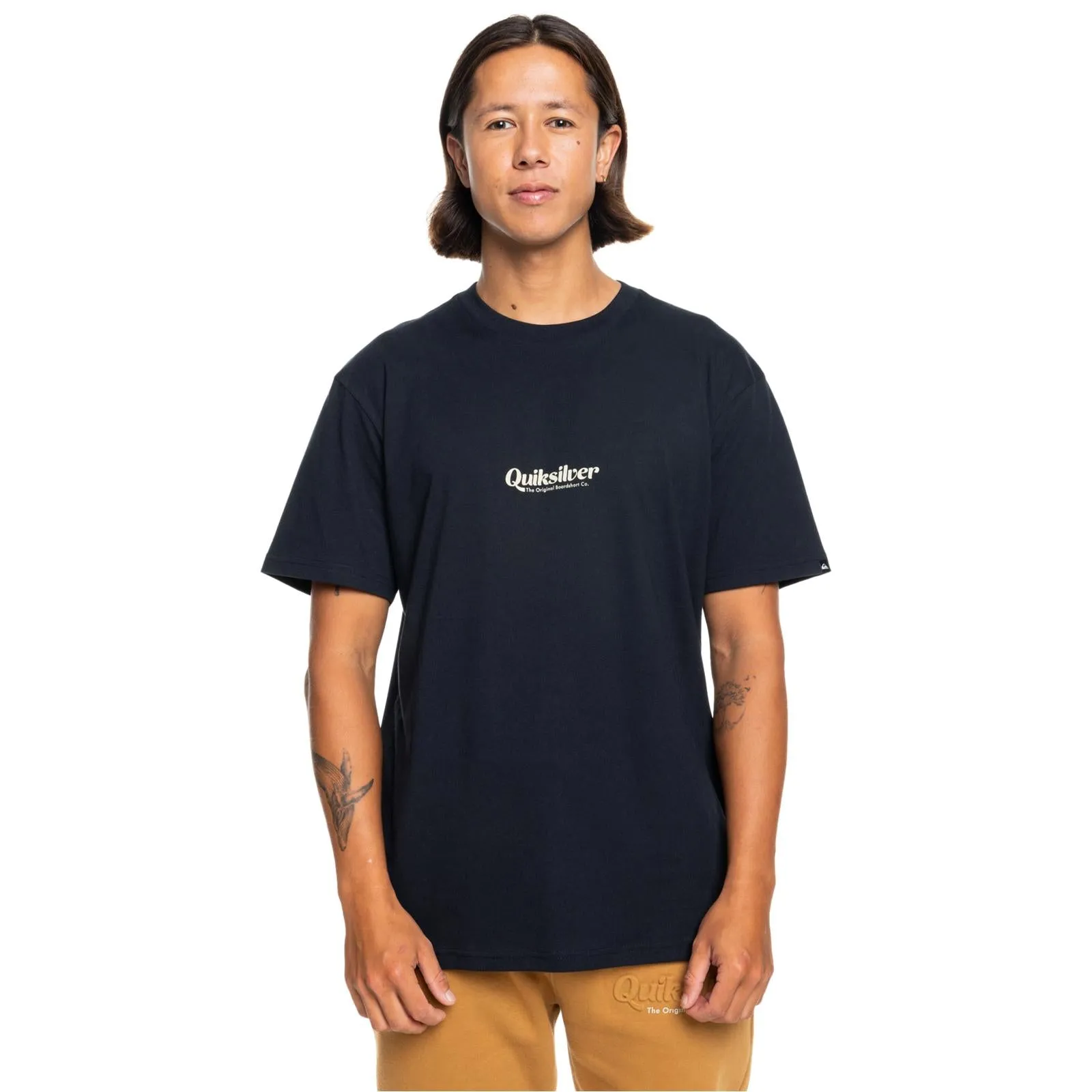 SoftTouchBrushedInterior anti static coating Quiksilver Mens QS Simple Lettering Graphic T-Shirt