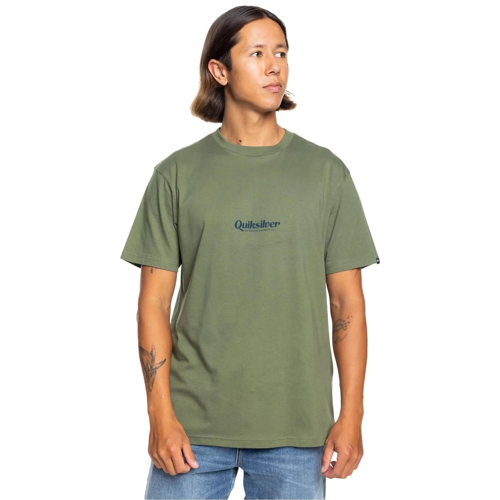 Quiksilver Mens QS Simple Lettering Graphic T-Shirt Stretch Technology UVProtective Coating