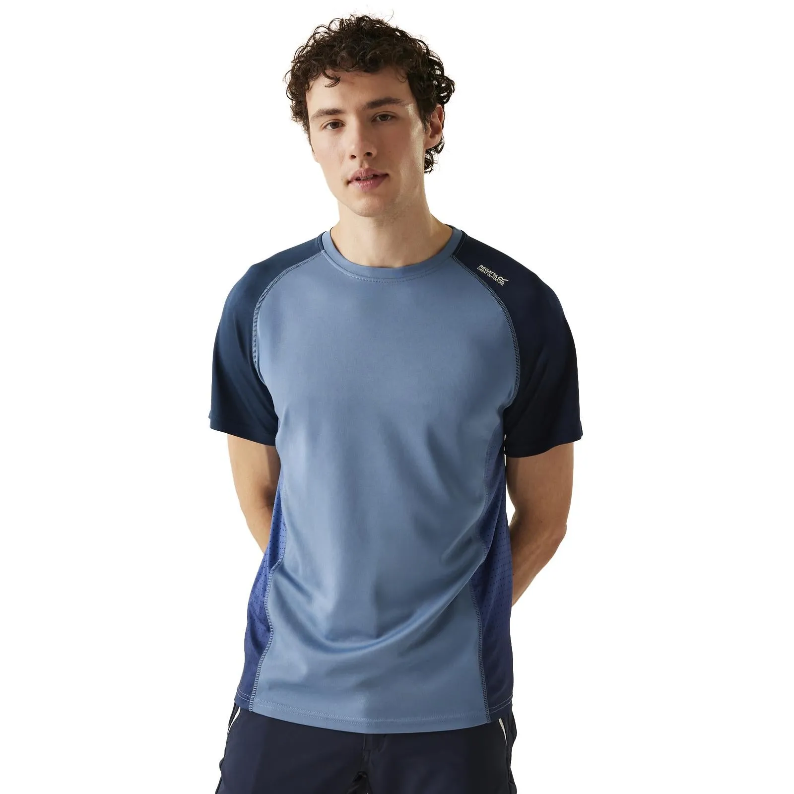 Linen Blend Fabric Stretch waistband Regatta Mens Corballis Short Sleeve T-Shirt