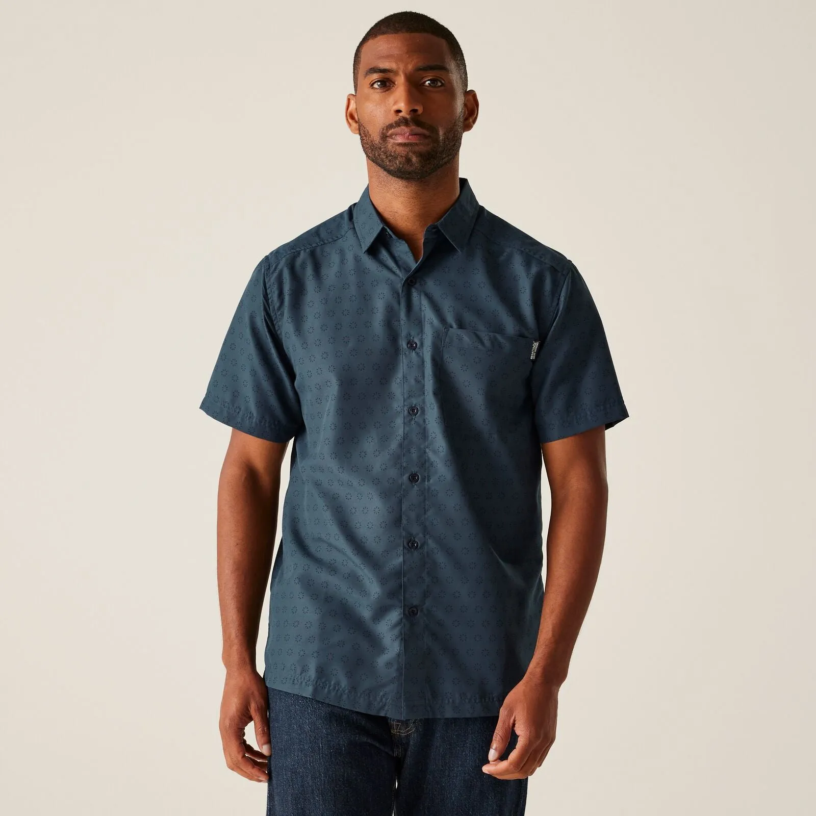 Regatta Mens Mindano IX Short Sleeve Shirt Layered Collar