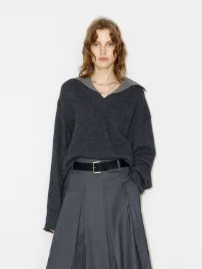 Comfortable Design Cozy Everyday Loose Contrast Collar Sweater