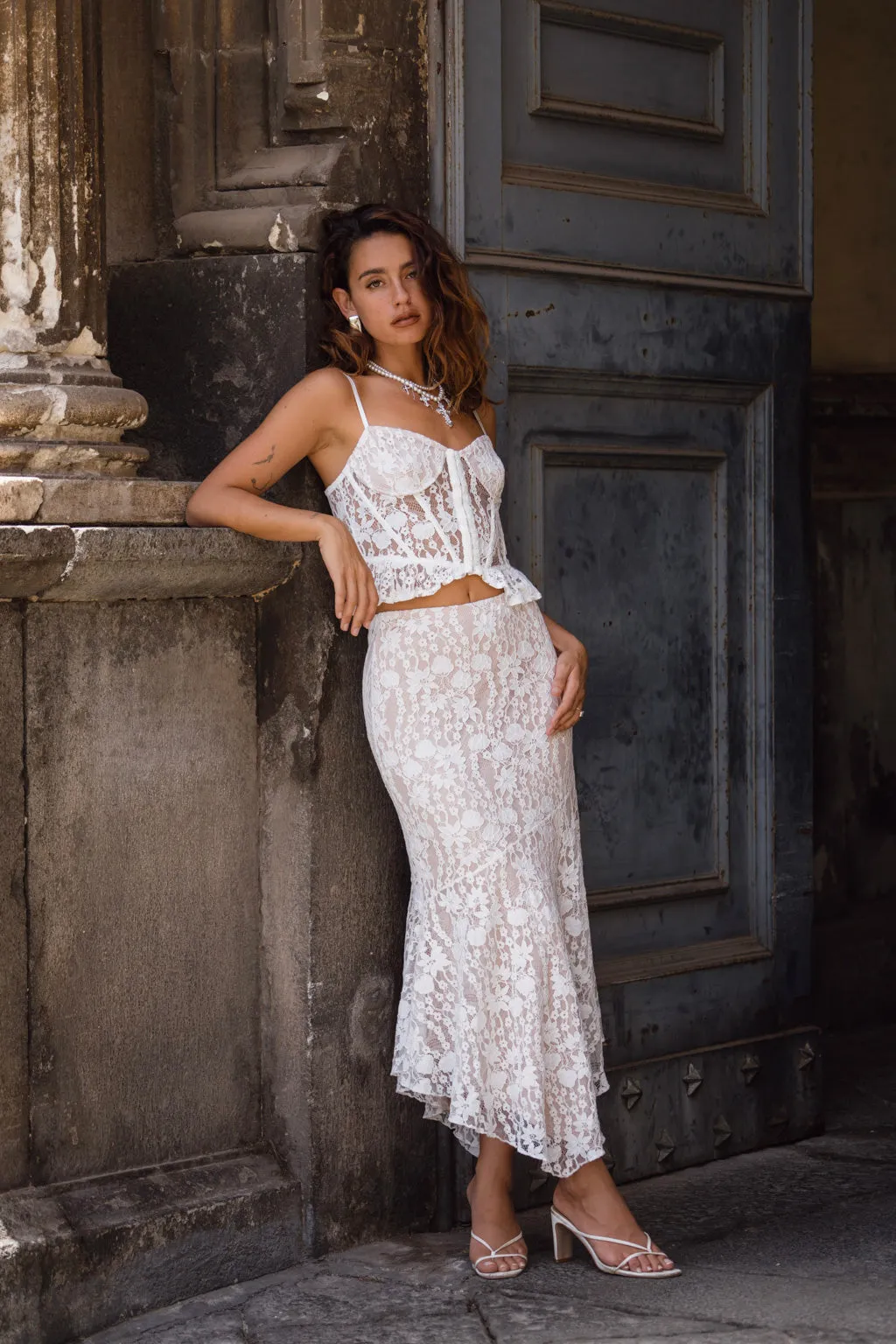 Rosemary White Lace Maxi Skirt Daily Style
