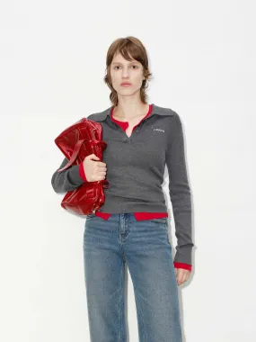 Wool Blend Fitted Knit Top Comfortable knit piece