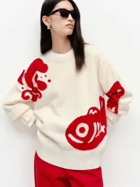 Winter Ready Fish Pattern Knit Sweater