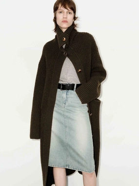 Metal Button Long Cardigan Simple Layered