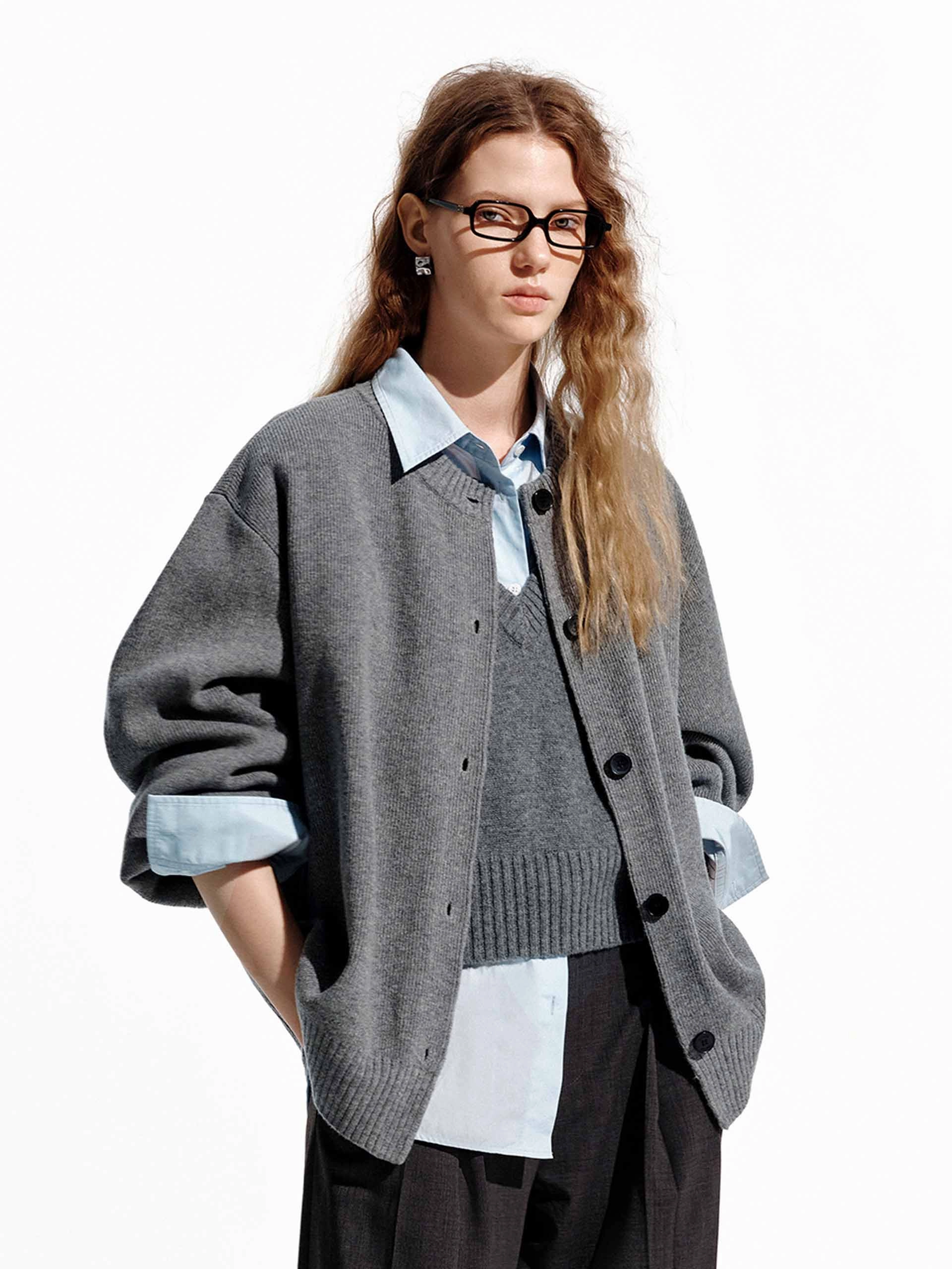 Chic Layer Loose Wool Knit Cardigan
