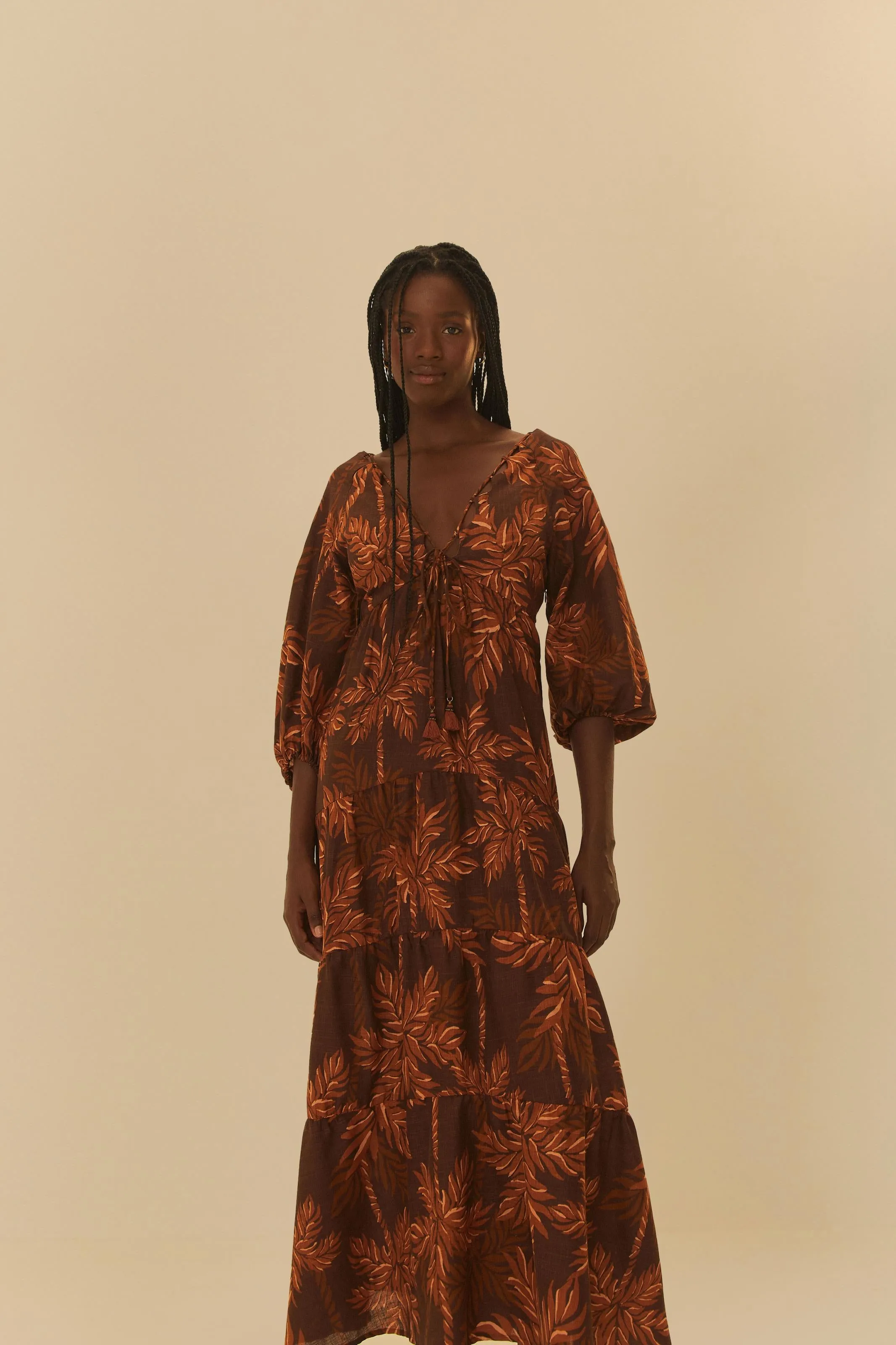 FARM PALMEIRAS LONGO DRESS Breezy Style ContrastStitching