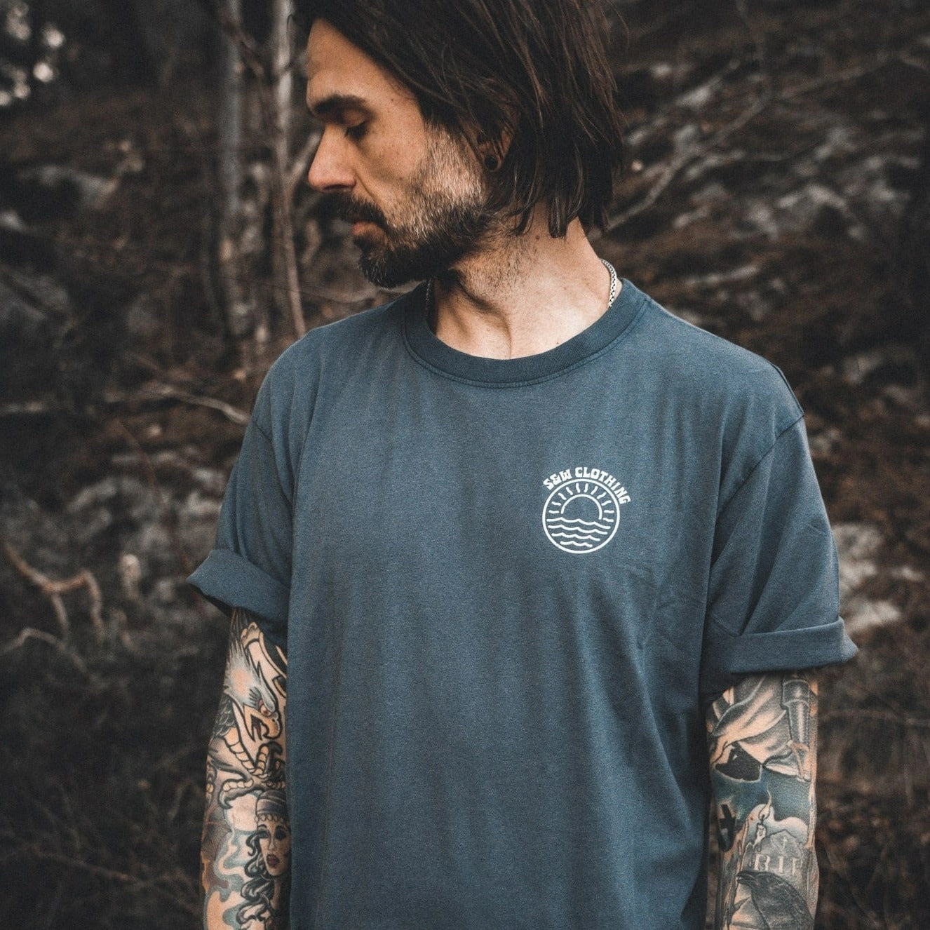 Over-sized "Seaside" Stone-wash Tee Eco friendly materials Subtle Details