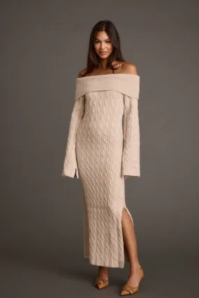 Rhiannon Dusty Rose Sweater Maxi Dress Pastel-Tone Cool Draping