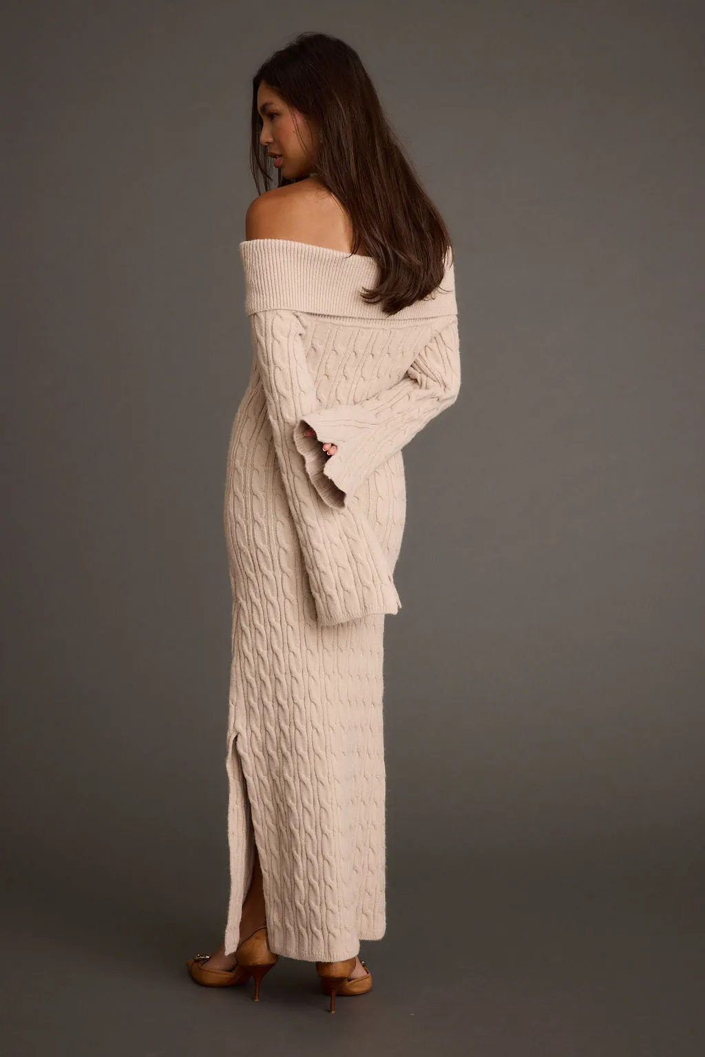 Flow Sleeve Rhiannon Dusty Rose Sweater Maxi Dress
