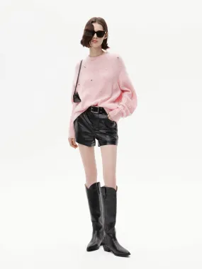 Rhinestone Detail Loose Sweater Comfortable Layer Classic Layer