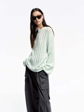 Roomy Waist Light Fit Ribbed Cotton Blend Sweater