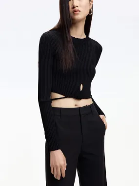 Warm and Soft Ribbed Knit Strap Top