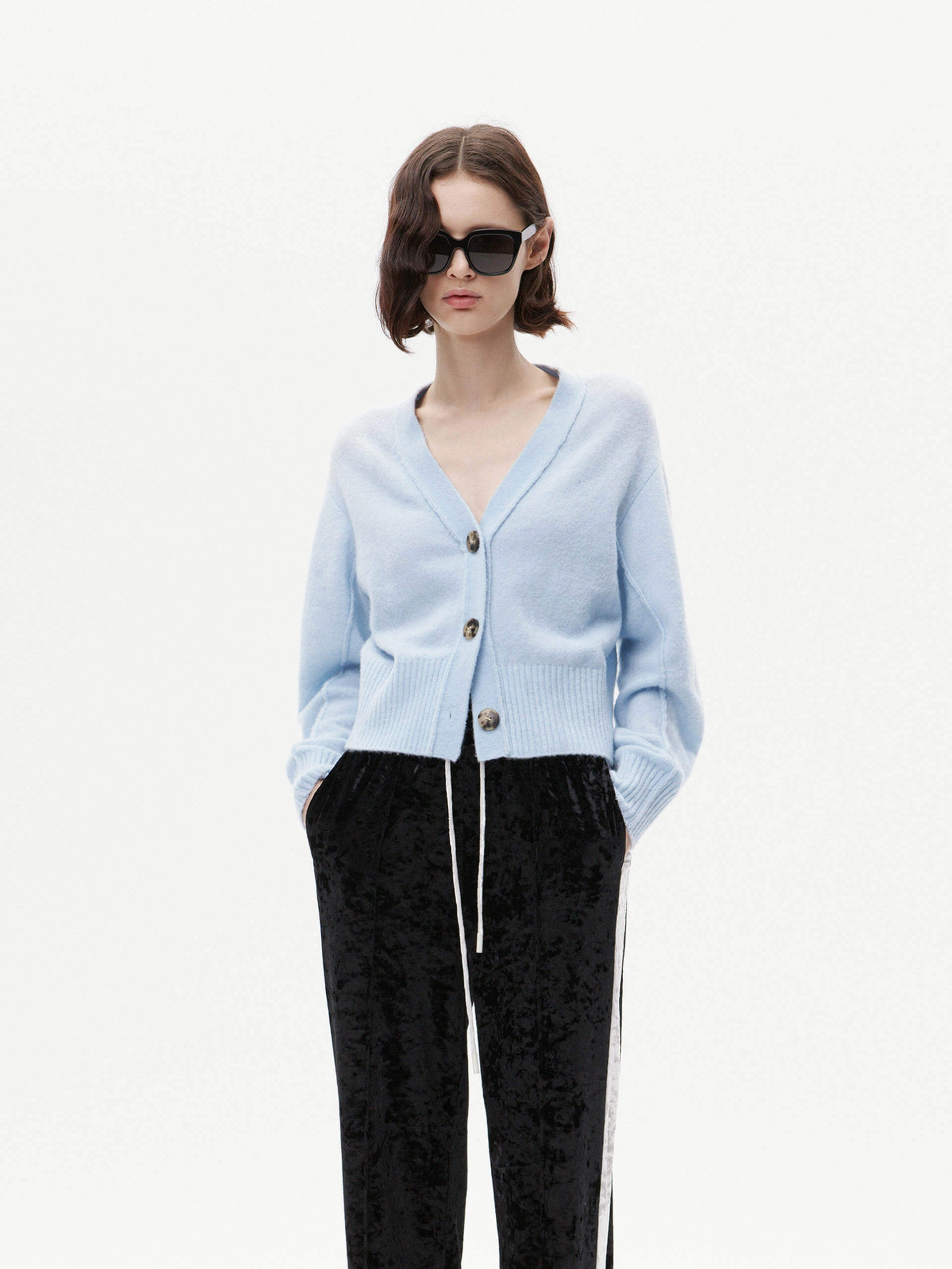 hypoallergenic material Ribbed Trim Cropped Cardigan